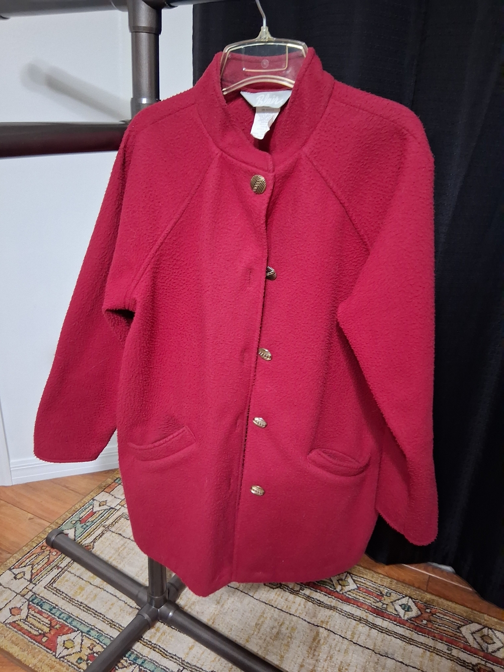 Blair Deep Red Teddy Jacket with Stand Collar